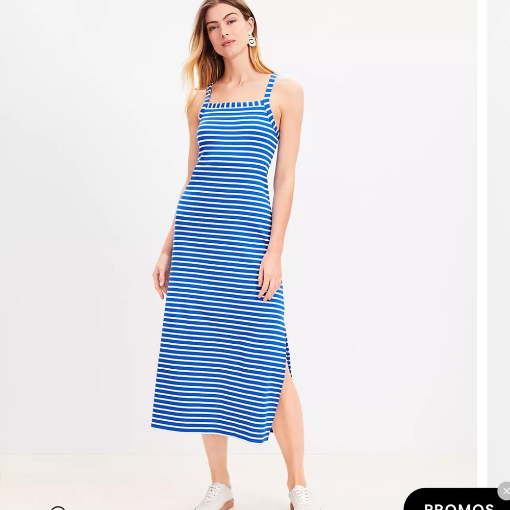 Loft Striped Ribbed Bra Maxi Dress